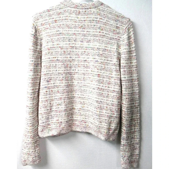 Loft Women's Open Front Sweater Cream Heathered Cardigan Rayon Cotton Size Small - Picture 2 of 6